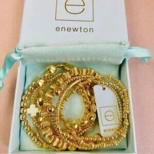 💕Enewton 8-Piece Gold Bead Bracelet Stack Set w/ Cross Charm✨